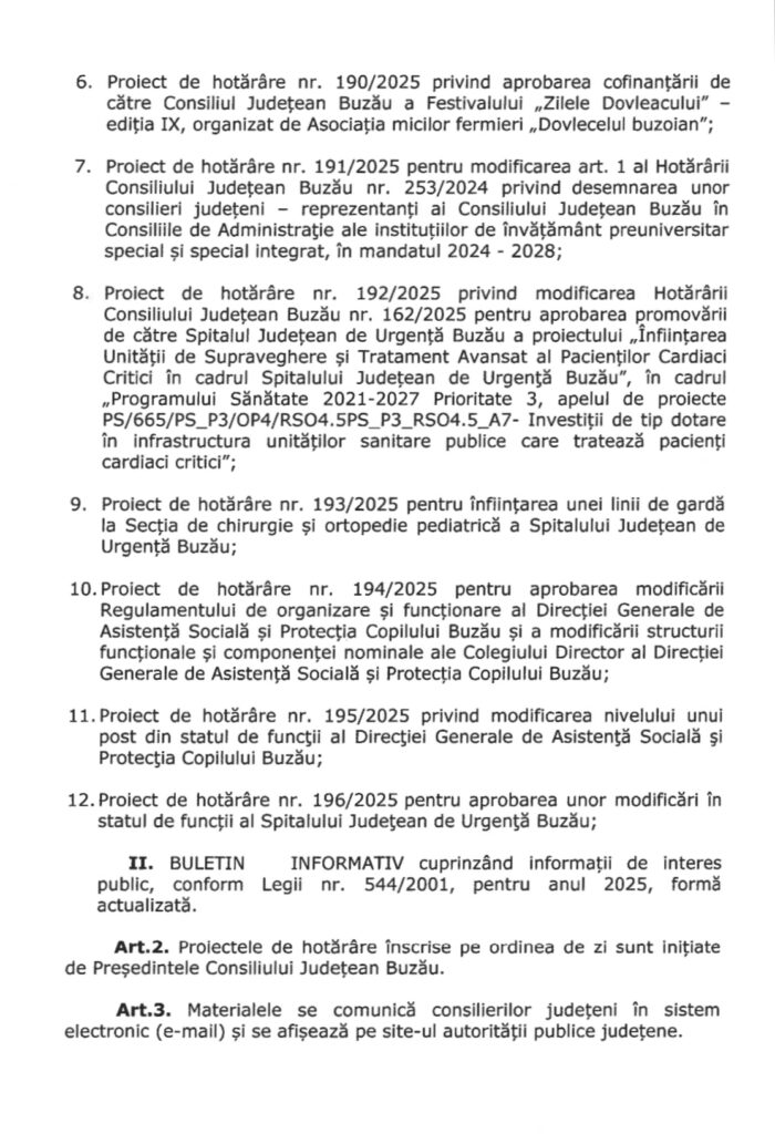 ședință ordinară Consiliul Județean septembrie 2025