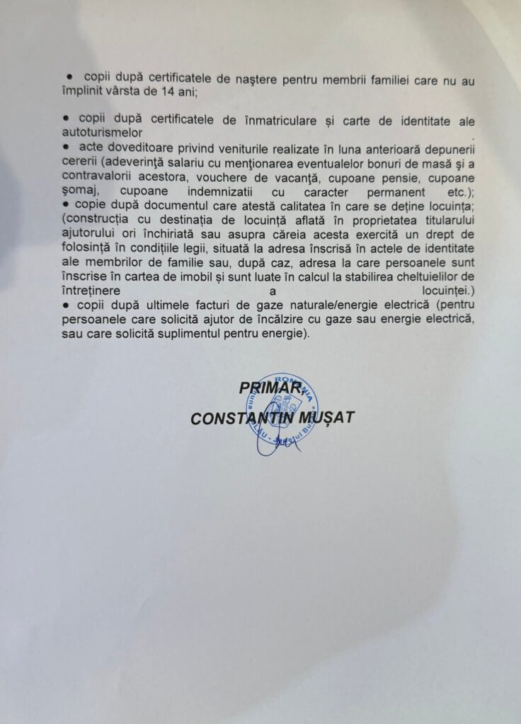 anunț Primăria Cislău, anunț Primăria Cislău ajutoare încălzire