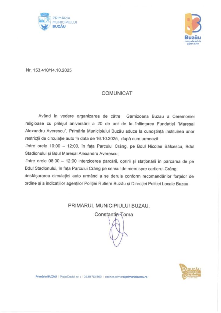 restricții de circulație Crâng Buzău