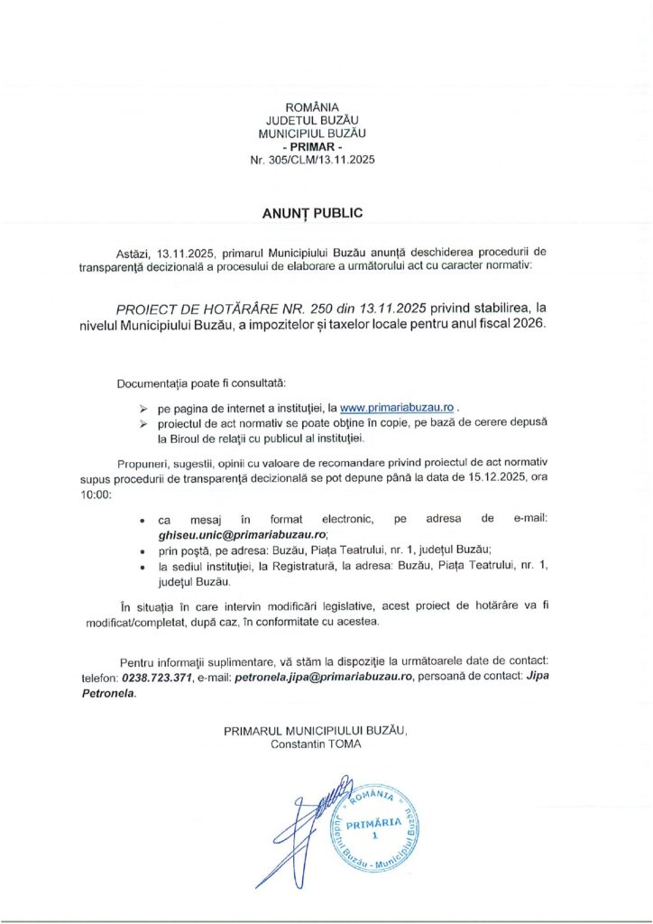 proiect taxe impozite locale Buzău
