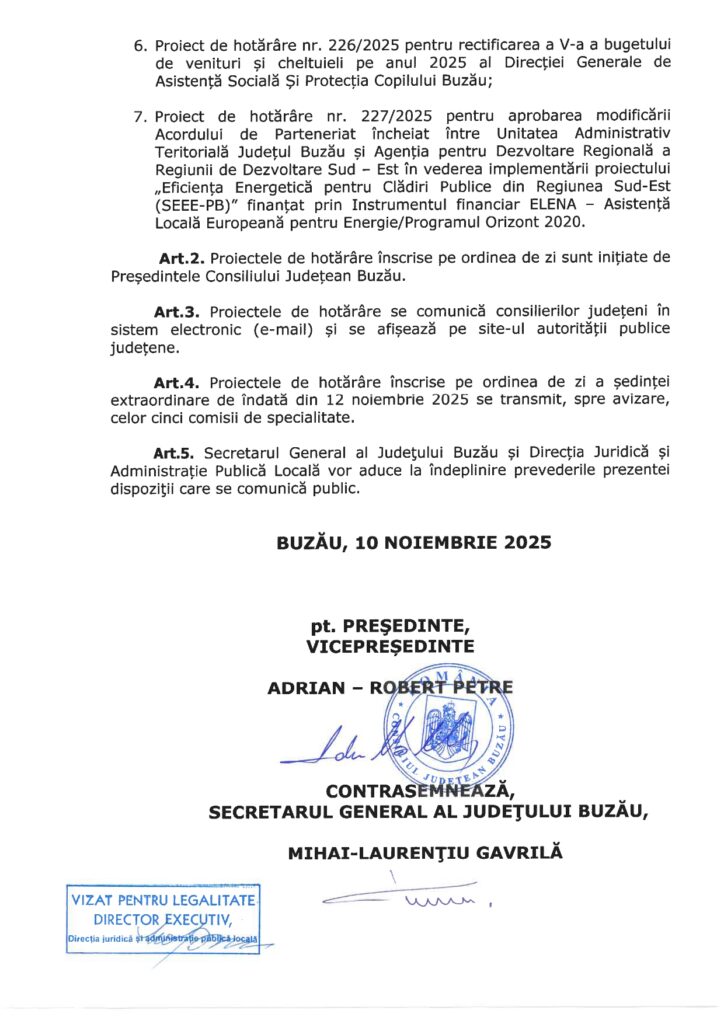 ședință de îndată la Consiliul Județean Buzău