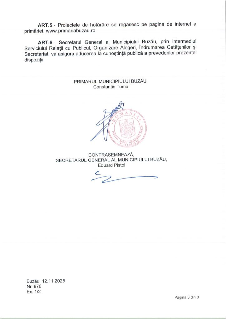 ședință Consiliul Local Municipal Buzău noiembrie 2025
