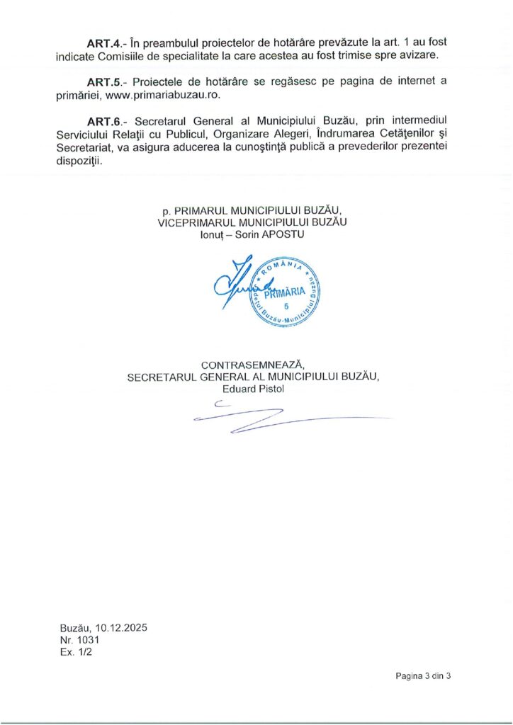 ultima ședință ordinară CLM Buzău 2025