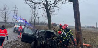 (FOTO) Bărbat decedat. Impact fatal cu un copac