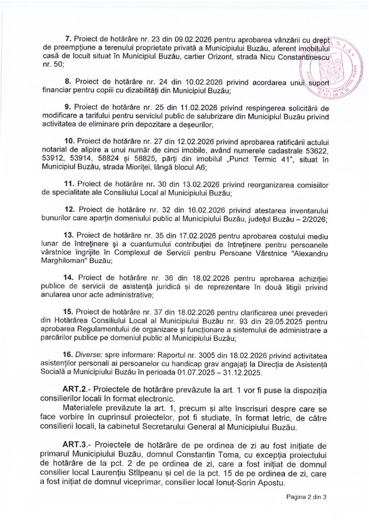 proiecte ședință CLM Buzău 26 februarie 2026