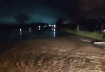 (VIDEO) Șosea inundată, trafic îngreunat pe E85, la Podgoria