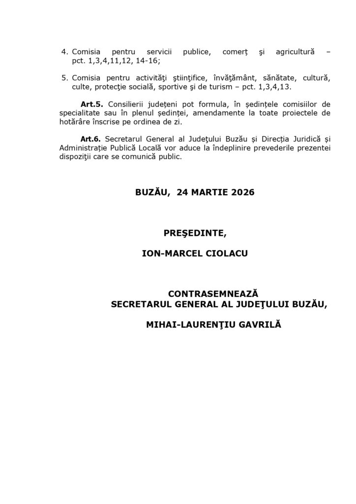proiecte ordine de zi ședință CJ Buzău martie 2026, ședință ordinară martie 2026 Consiliul Județean Buzău