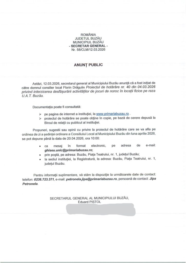 Consilierii din opoziție, proiecte privind interzicerea ,,păcănelelor" din orașul Buzău 1 interzicere jocuri de noroc Buzău, proiecte intrezicere păcănele Buzău