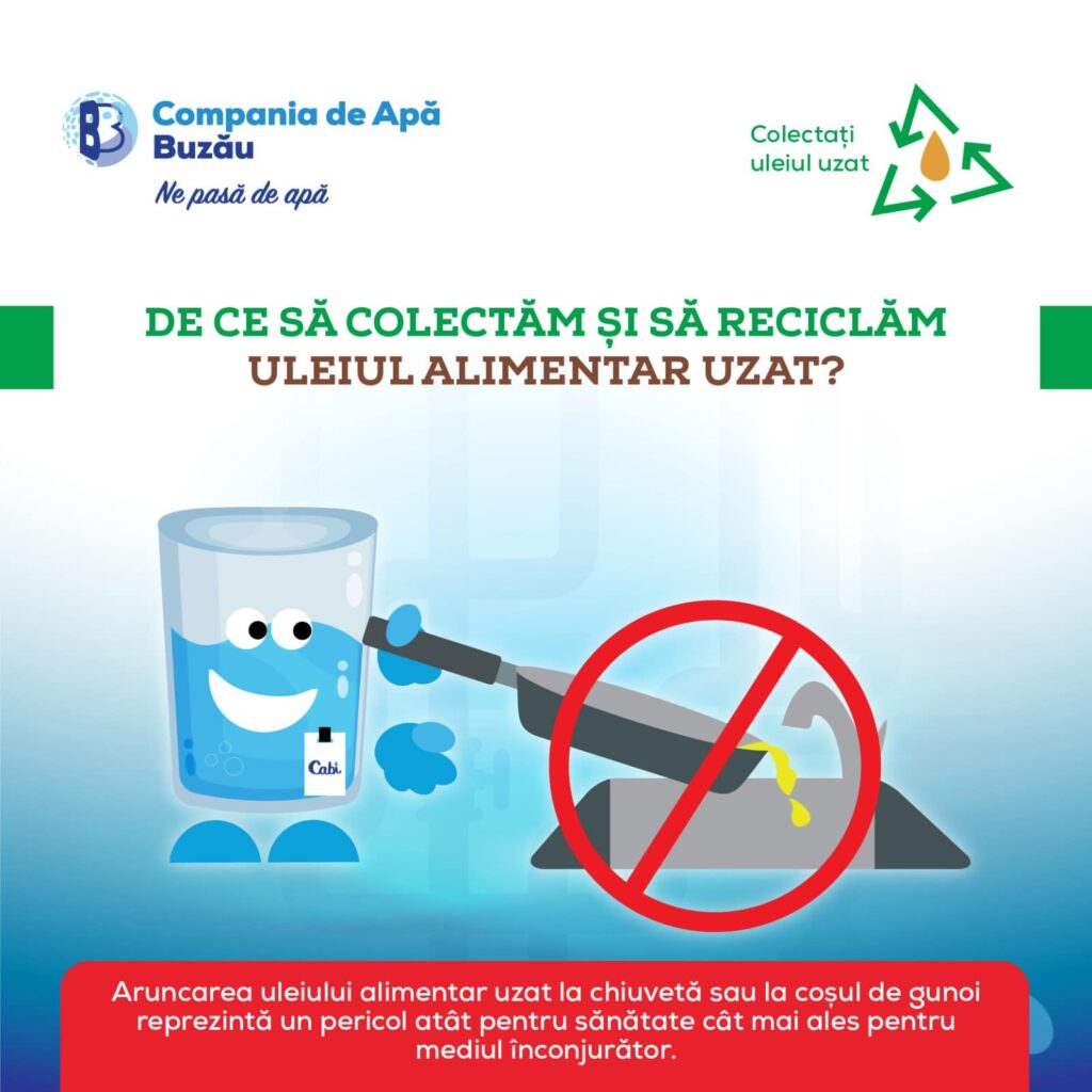 Compania de Apă Buzău, riscuri canalizare ulei uzat, ulei uzat canalizare poluare apă