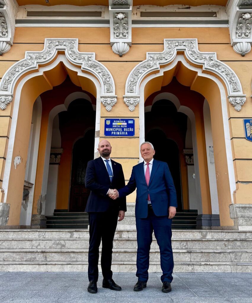 Adrian Petre, Constantin Cristea, Marcel Ciolacu președinte Consiliul Județean Buzău, primar Constantin Toma, Romeo Lungu, vicepremier Republica Moldova Vladimir Bolea vizită Buzău