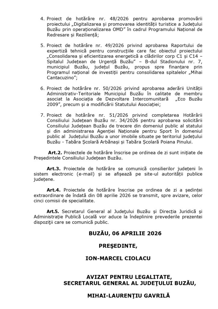 ședință de îndată Consiliul Județean Buzău