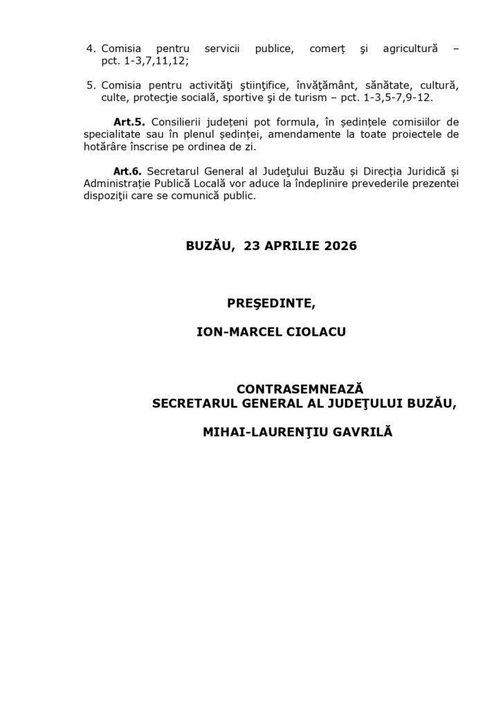 ședință ordinară Consiliul Județean aprilie 2026