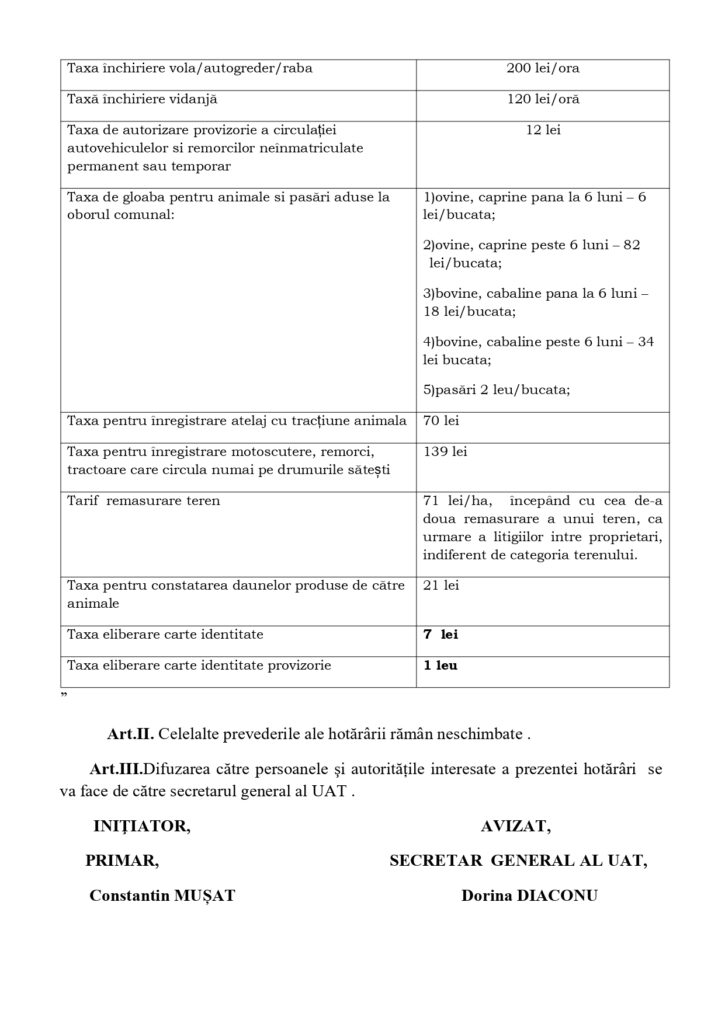 modificare taxe impozite locale Cislău, Primrăia Cislău taxe și impozite locale