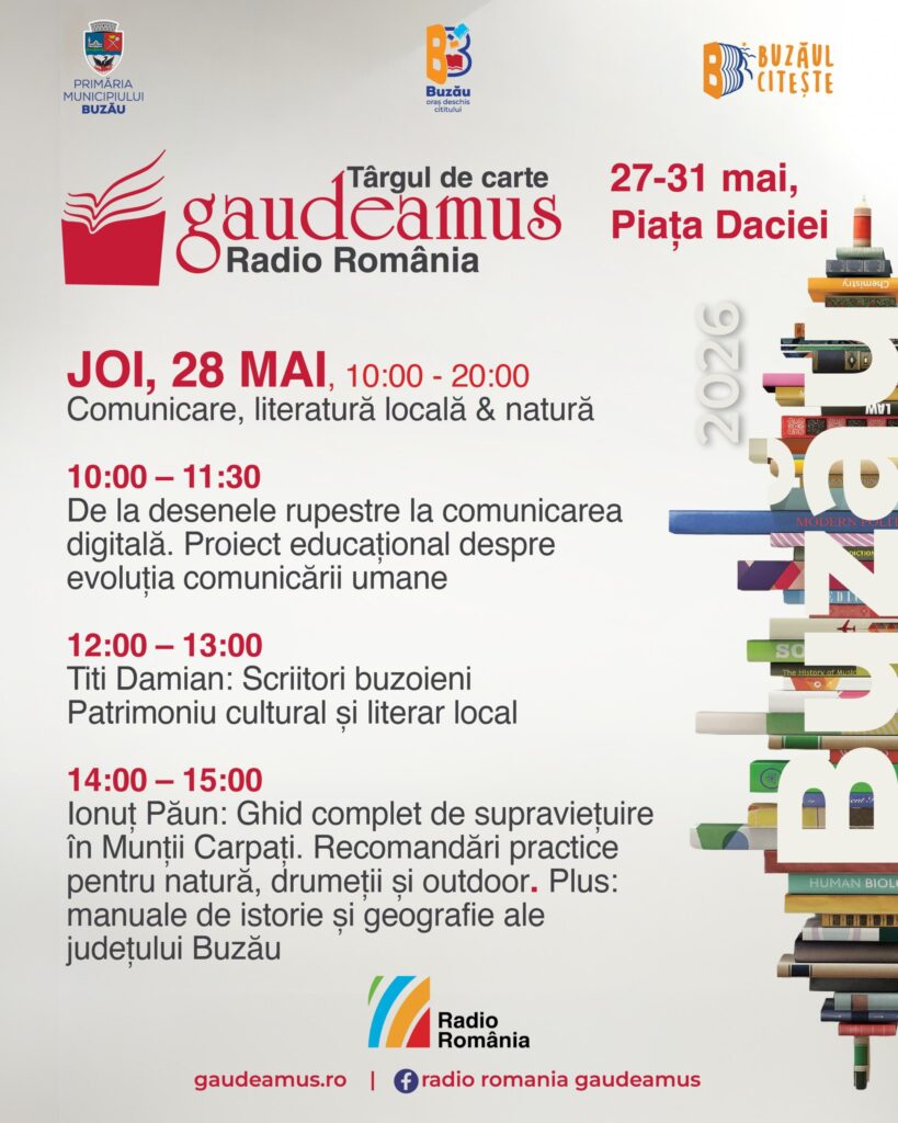 program Târgul de carte Gaudeamus Buzău 2026, târg de carte Buzău, Târgul de carte Gaudeamus Radio România Buzău 2026