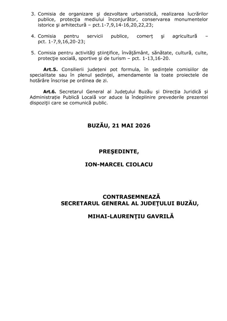 Ședință la Consiliul Județean. Ce proiecte sunt pe ordinea de zi de joi, 28 iunie 4 proiecte ședință Consiliul Județean Buzău mai 2026