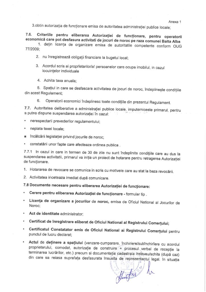 Primăria Balta Albă regulement jocuri de noroc