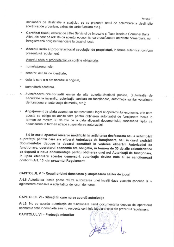 Primăria Balta Albă regulement jocuri de noroc