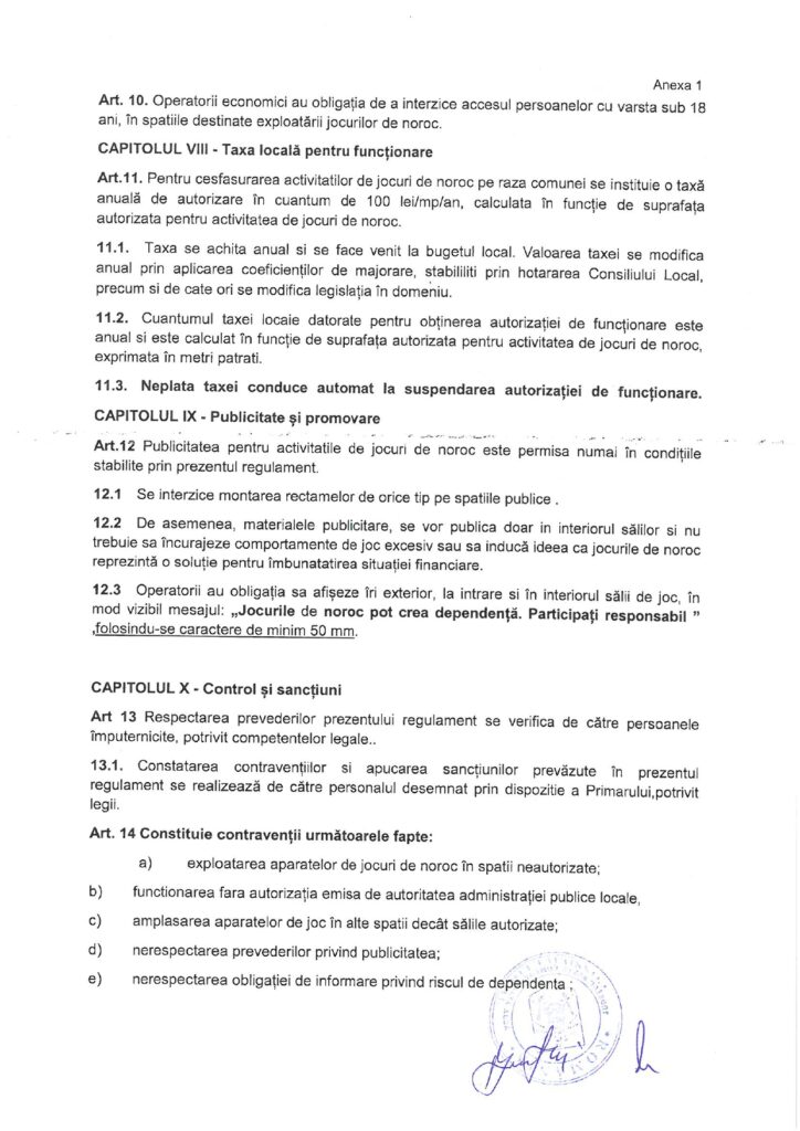 Primăria Balta Albă regulement jocuri de noroc