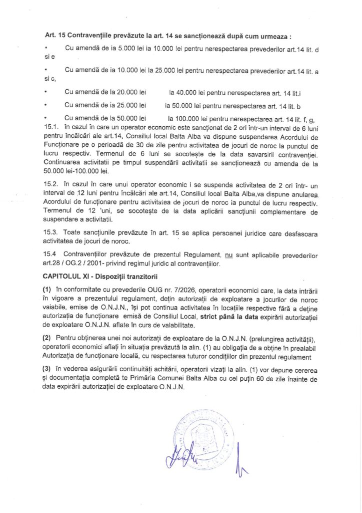 Primăria Balta Albă regulement jocuri de noroc
