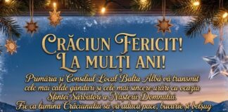 Mesajul transmis de Primăria Balta Albă, cu ocazia Crăciunului