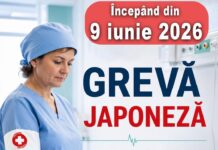 Grevă japoneză în spitale. Membrii Sanitas, cu banderole albe