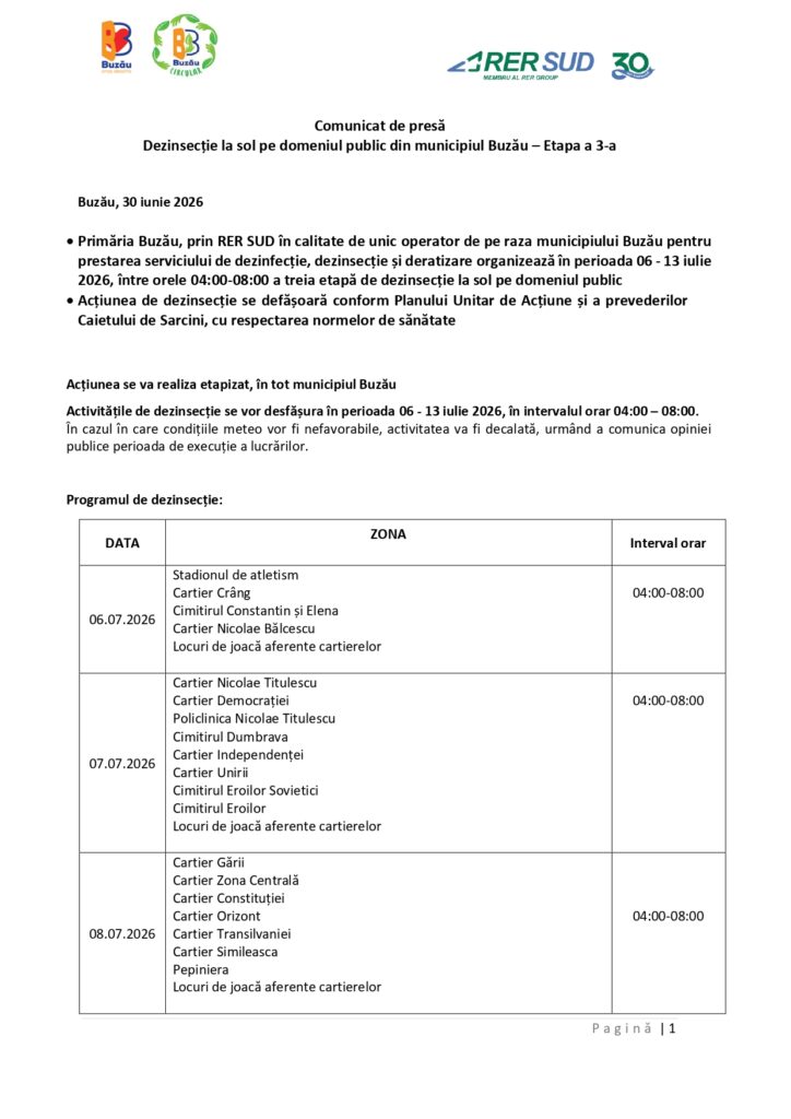 dezinsecție parcuri Buzău