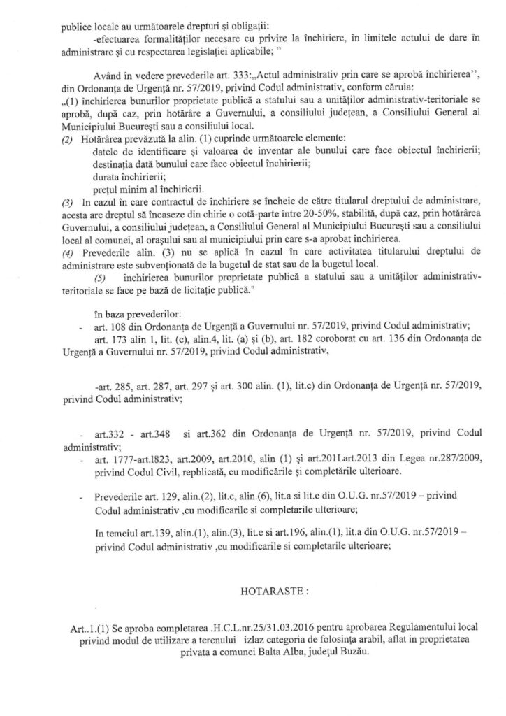 BALTA ALBĂ. Noutăți în Regulamentul utilizării izlazului din categoria arabil 2