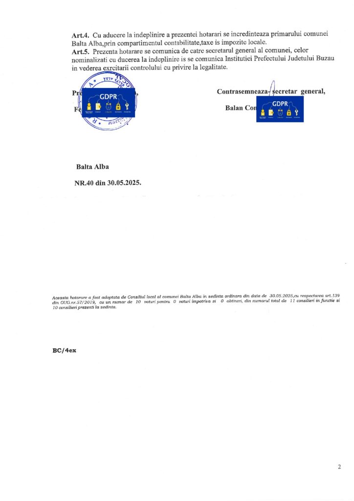 Balta Albă investiții apă, Primăria Balta Albă