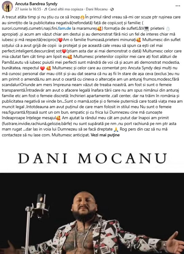 Ancuța Syndy arest domiciliu mesaj