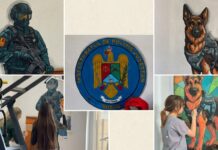 (VIDEO) Ce transformare! Sala de sport a polițiștilor buzoieni, animată de picturile elevilor de la Arte