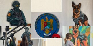 (VIDEO) Ce transformare! Sala de sport a polițiștilor buzoieni, animată de picturile elevilor de la Arte