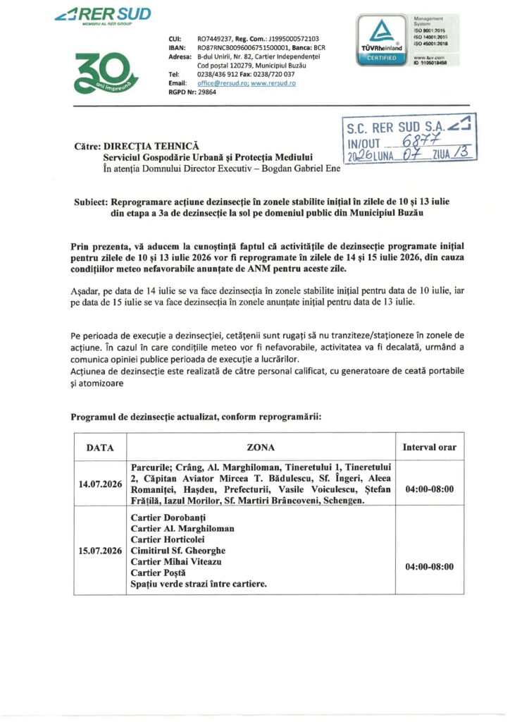 reprogramare dezinsecție Buzău