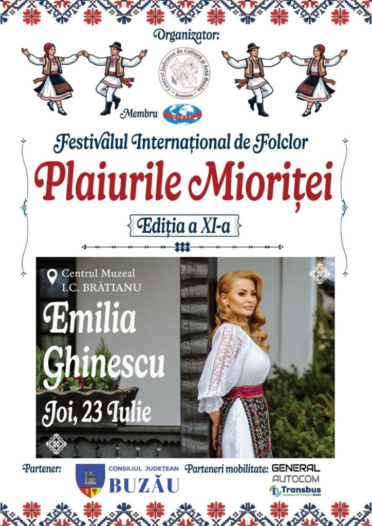 Opt țări aduc dansurile tradiționale la Buzău. Spectacole cu Emilia Ghinescu, Ionuț și Doinița Dolănescu 1 dansuri tradiționale Buzău, Festivalul Plaiurile Mioriței 2026, parada costumelor Buzău