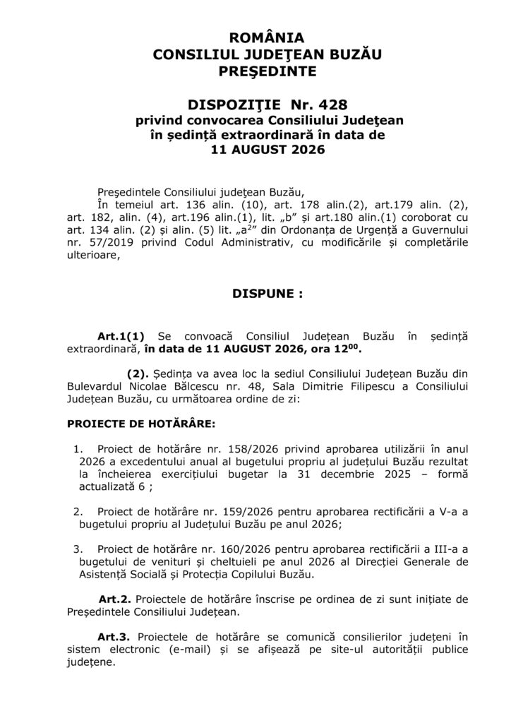 ședință extraordinară Consiliul Județean Buzău