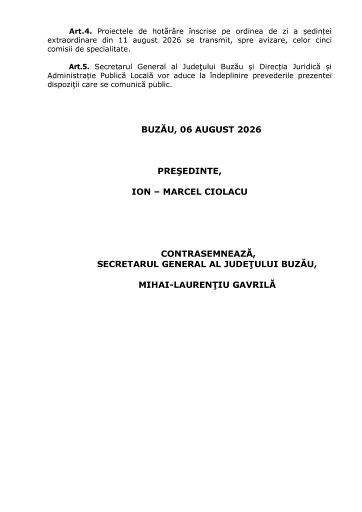ședință extraordinară Consiliul Județean Buzău
