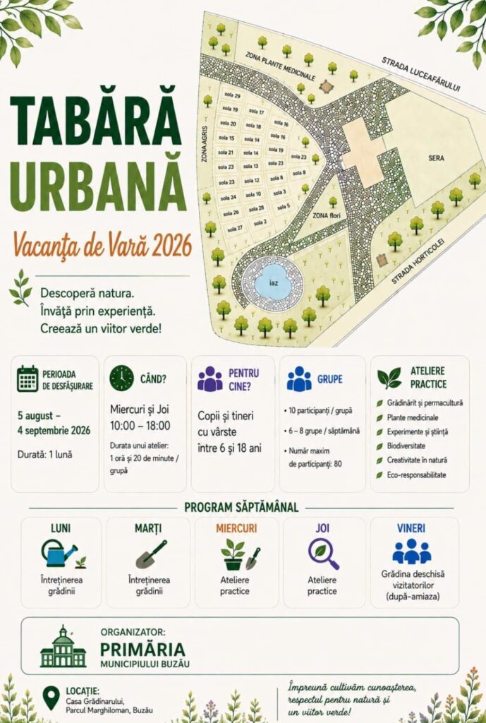Copiii, așteptați la Tabăra Urbană de la Casa Grădinarului 1 Tabăra Urbană Casa Grădinarului Buzău
