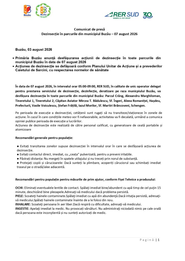 dezinsecție parcuri Buzău