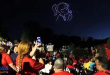 (VIDEO) Spectacol cu drone și lasere pe cerul Buzăului. Eveniment dedicat persoanelor cu dizabilități
