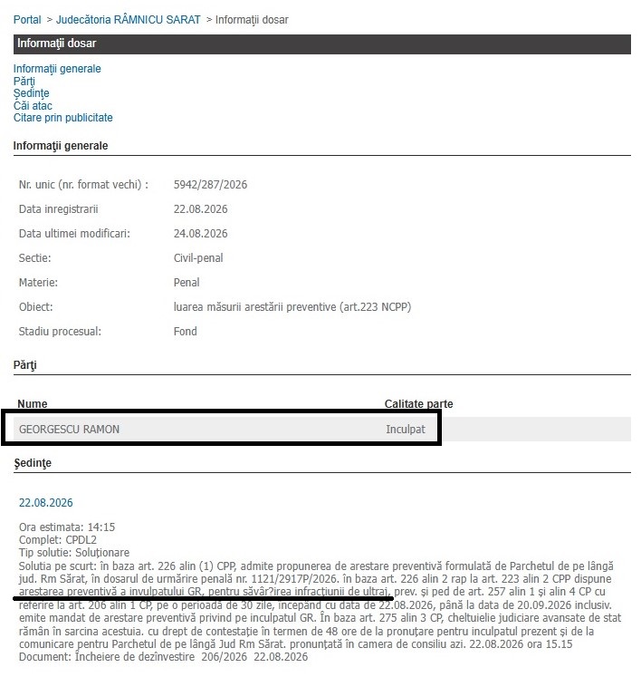 (UPDATE) Ultraj. Polițist amenințat. Petrecărețul Ramon, arestat 1 bărbat arestat ultraj Râmnicu Sărat, polițist amenințat Râmnicu Sărat, ultraj Râmnciu Sărat