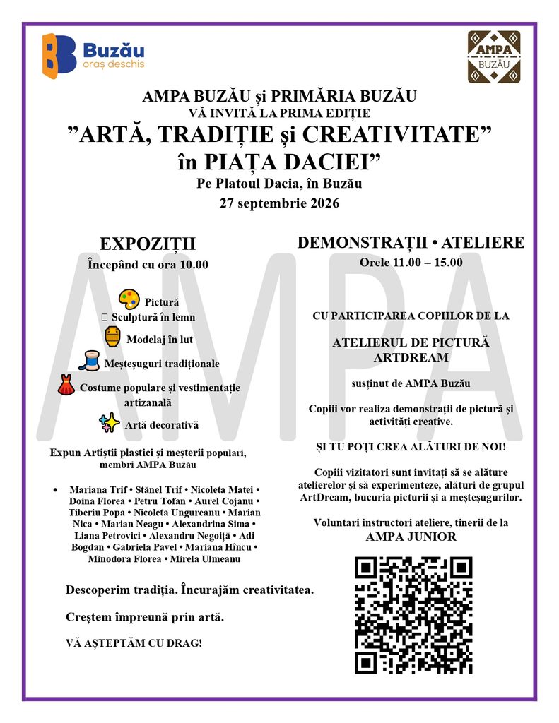Expoziție inedită în Piața Daciei. Lucrări ale artiștilor plastici și meșterilor populari buzoieni, pe platou 1 expoziție Asociația Meșterilor Populari și Artiștilor Buzău, expoziție platoul Dacia Buzău