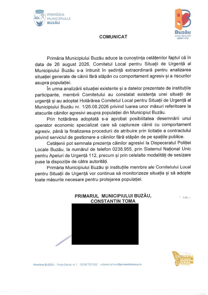 BUZĂU. Maidanezii agresivi, capturați în regim de urgență. Unde poți sesiza atacurile câinilor fără stăpân 1 câini fără stăpân, decizie Comitet Local pentru Situații de Urgență Buzău, maidanezi capturați urgență Buzău