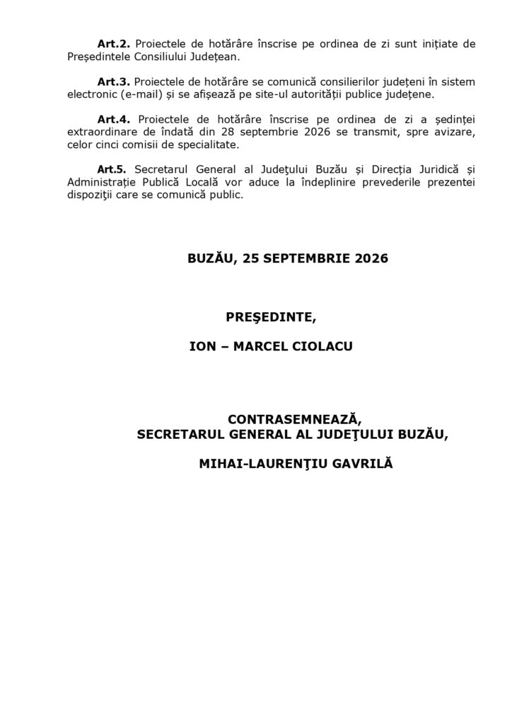 AZI. Ședință extraordinară la Consiliul Județean. Ce proiecte au determinat convocarea de îndată a aleșilor 2 parc fotovoltaic Consiliul Județean Buzău, ședință de îndată Consiliul Județean Buzău, ședință extraordinară Consiliul Județean Buzău 28 septembrie 2026