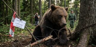 (UPDATE) Ursul prins în capcană a fost împușcat. Anchetă deschisă de autorități, la Lopătari