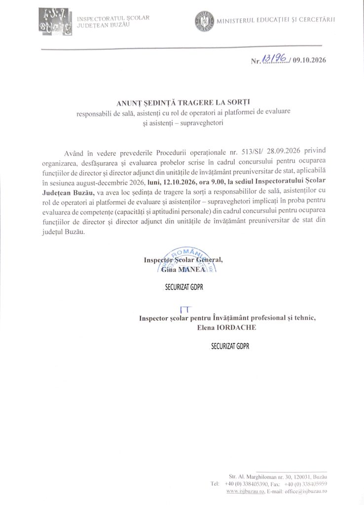 tragere la sorți repsonsabili concurs directori școli Buzău