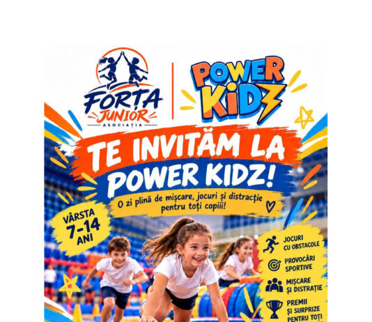 O nouă provocare Power Kidz pentru copiii între 7 și 14 ani. Pe 25 octombrie, la Sala Sporturilor